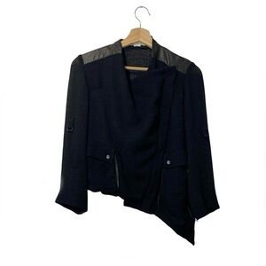 Helmut Lang Off Center Zip Silk Jacket Black Vintage 1990s size S Made in USA